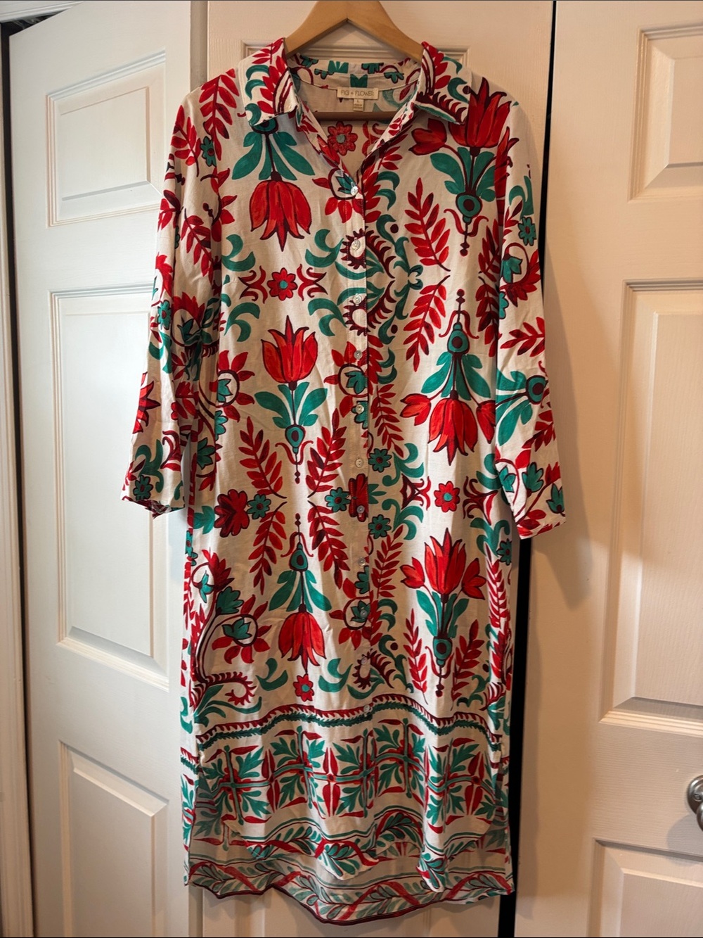 Fig and Fig Floral button shirt dress (no belt)